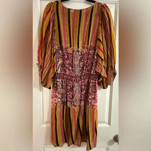 Anthropologie Tanvi Kedia Sunpass Beaded Dress Size M Rayon Pink Orange - Picture 5 of 13
